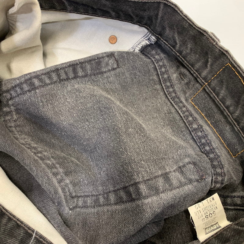 【現状渡し品】【メンズ】 Levi's リーバイス 505 REGULAR FIT STRAIGHT LEG BLACK DENIM PANTS 00505-0260 レギュラーフィット ストレートレッグ ブラックデニムパンツ 刻印585 USA製 157-260721-as-14-izu サイズ：31×30 カラー：ブラック 万代Net店