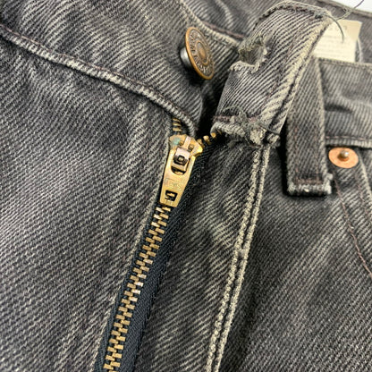 【現状渡し品】【メンズ】 Levi's リーバイス 505 REGULAR FIT STRAIGHT LEG BLACK DENIM PANTS 00505-0260 レギュラーフィット ストレートレッグ ブラックデニムパンツ 刻印585 USA製 157-260721-as-14-izu サイズ：31×30 カラー：ブラック 万代Net店
