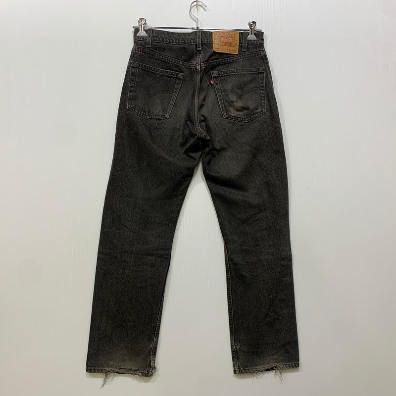 【現状渡し品】【メンズ】 Levi's リーバイス 505 REGULAR FIT STRAIGHT LEG BLACK DENIM PANTS 00505-0260 レギュラーフィット ストレートレッグ ブラックデニムパンツ 刻印585 USA製 157-260721-as-14-izu サイズ：31×30 カラー：ブラック 万代Net店
