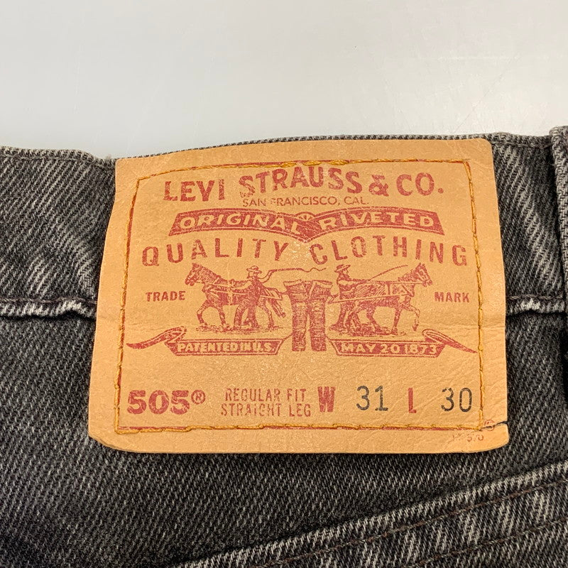 【現状渡し品】【メンズ】 Levi's リーバイス 505 REGULAR FIT STRAIGHT LEG BLACK DENIM PANTS 00505-0260 レギュラーフィット ストレートレッグ ブラックデニムパンツ 刻印585 USA製 157-260721-as-14-izu サイズ：31×30 カラー：ブラック 万代Net店