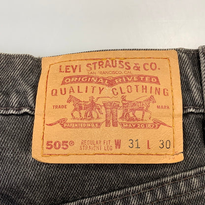 【現状渡し品】【メンズ】 Levi's リーバイス 505 REGULAR FIT STRAIGHT LEG BLACK DENIM PANTS 00505-0260 レギュラーフィット ストレートレッグ ブラックデニムパンツ 刻印585 USA製 157-260721-as-14-izu サイズ：31×30 カラー：ブラック 万代Net店