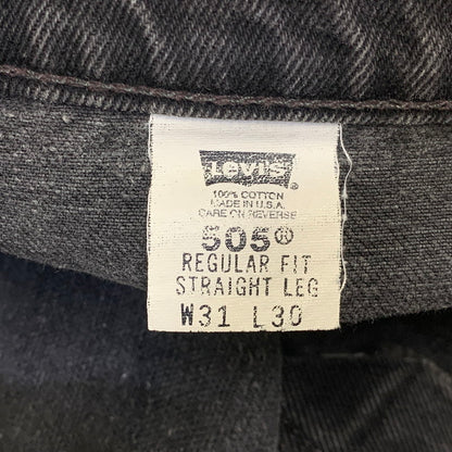 【現状渡し品】【メンズ】 Levi's リーバイス 505 REGULAR FIT STRAIGHT LEG BLACK DENIM PANTS 00505-0260 レギュラーフィット ストレートレッグ ブラックデニムパンツ 刻印585 USA製 157-260721-as-14-izu サイズ：31×30 カラー：ブラック 万代Net店