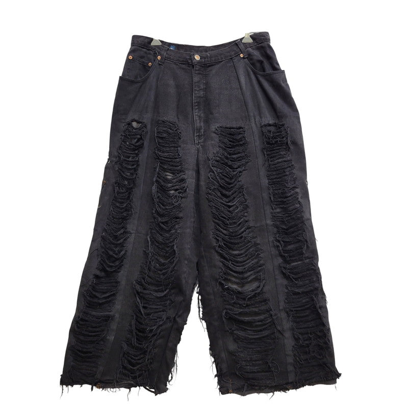 【現状渡し品】【メンズ】 USED REMAKE DAMAGE DENIM PANTS リメイク ダメージ デニムパンツ ジーンズ 157-260718-as-08-izu カラー：ブラック 万代Net店