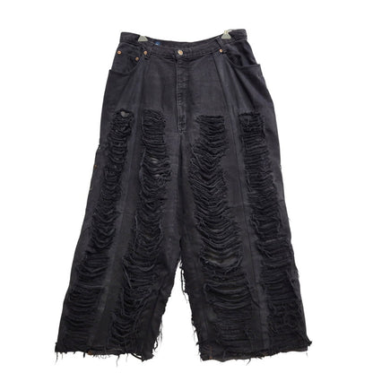 【現状渡し品】【メンズ】 USED REMAKE DAMAGE DENIM PANTS リメイク ダメージ デニムパンツ ジーンズ 157-260718-as-08-izu カラー：ブラック 万代Net店