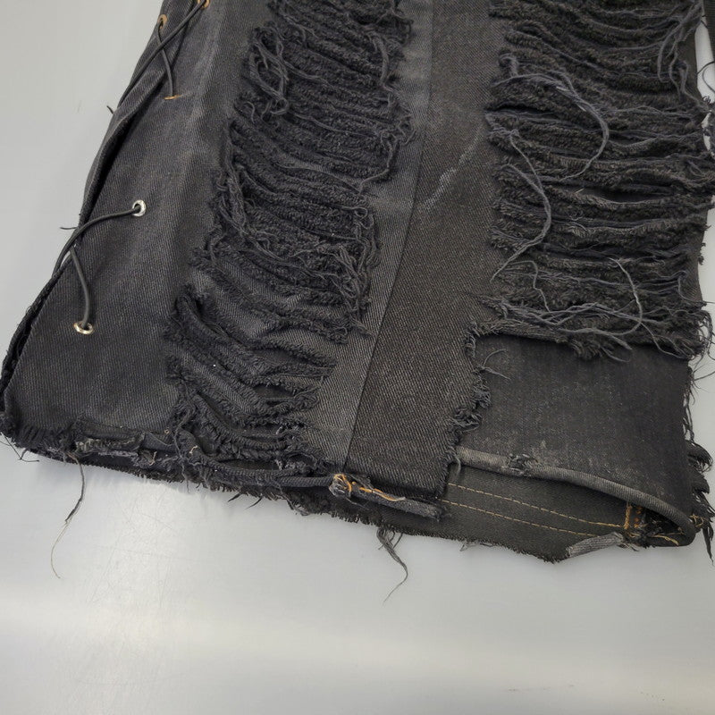 【現状渡し品】【メンズ】 USED REMAKE DAMAGE DENIM PANTS リメイク ダメージ デニムパンツ ジーンズ 157-260718-as-08-izu カラー：ブラック 万代Net店