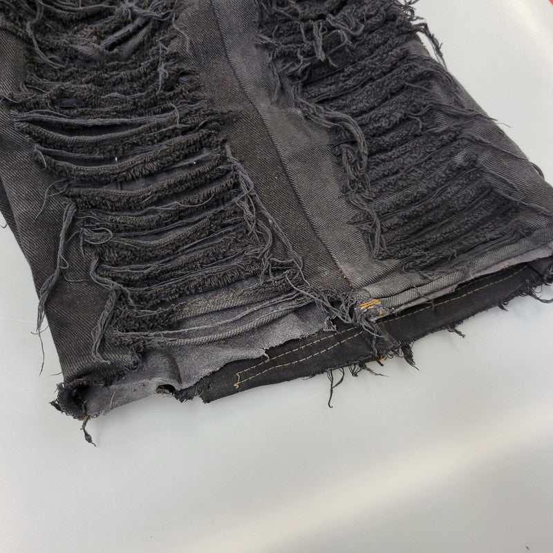 【現状渡し品】【メンズ】 USED REMAKE DAMAGE DENIM PANTS リメイク ダメージ デニムパンツ ジーンズ 157-260718-as-08-izu カラー：ブラック 万代Net店