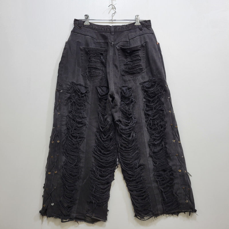 【現状渡し品】【メンズ】 USED REMAKE DAMAGE DENIM PANTS リメイク ダメージ デニムパンツ ジーンズ 157-260718-as-08-izu カラー：ブラック 万代Net店