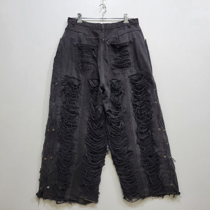 【現状渡し品】【メンズ】 USED REMAKE DAMAGE DENIM PANTS リメイク ダメージ デニムパンツ ジーンズ 157-260718-as-08-izu カラー：ブラック 万代Net店
