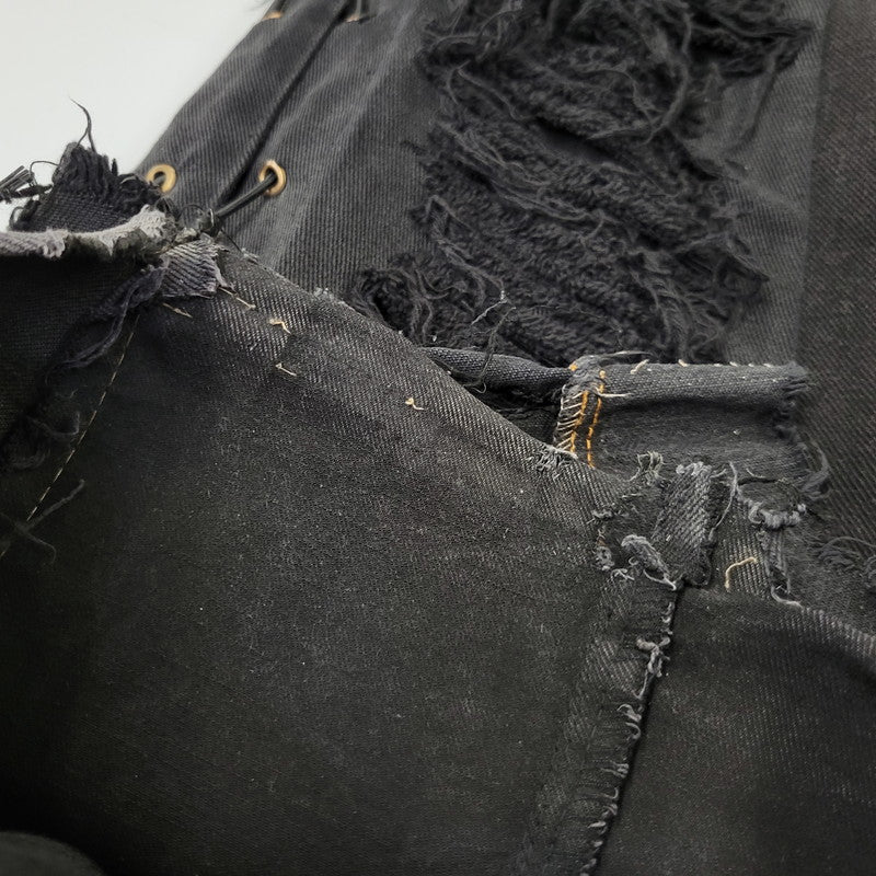 【現状渡し品】【メンズ】 USED REMAKE DAMAGE DENIM PANTS リメイク ダメージ デニムパンツ ジーンズ 157-260718-as-08-izu カラー：ブラック 万代Net店