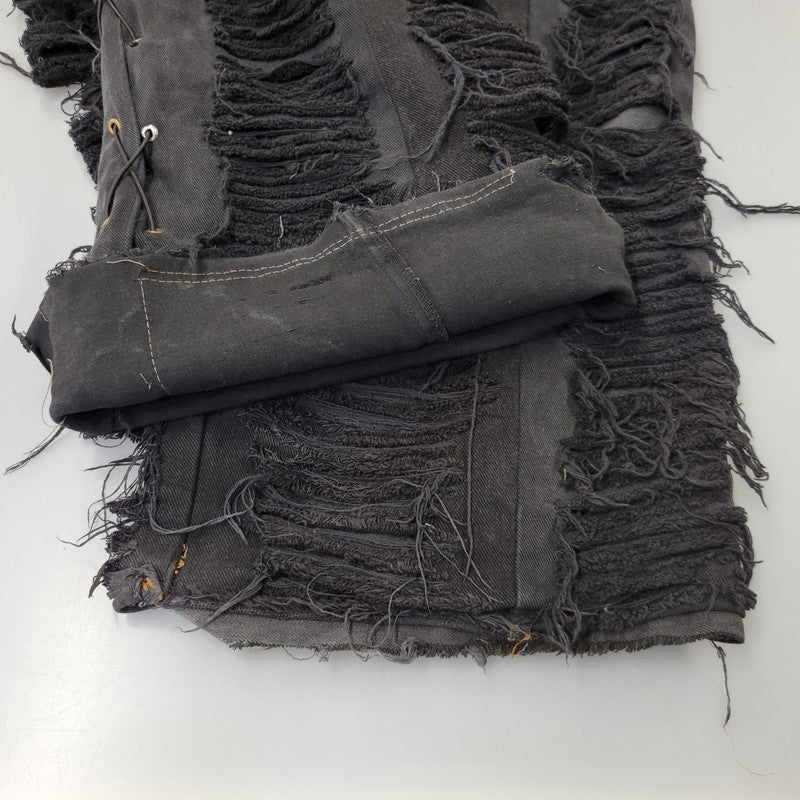 【現状渡し品】【メンズ】 USED REMAKE DAMAGE DENIM PANTS リメイク ダメージ デニムパンツ ジーンズ 157-260718-as-08-izu カラー：ブラック 万代Net店