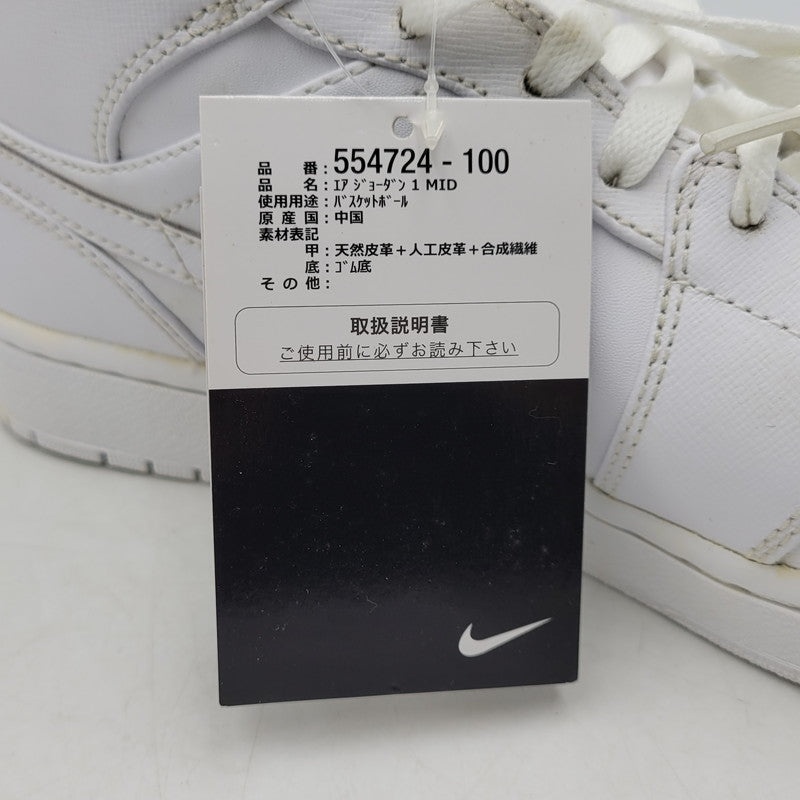 【中古品】【メンズ】 NIKE ナイキ 554724-100 AIR JORDAN 1 RETRO MID エア ジョーダン ワン レトロ ミッド スニーカー シューズ 靴 160-260719-cs-07-izu サイズ：30cm カラー：WHITE/WHITE-COOL GREY 万代Net店