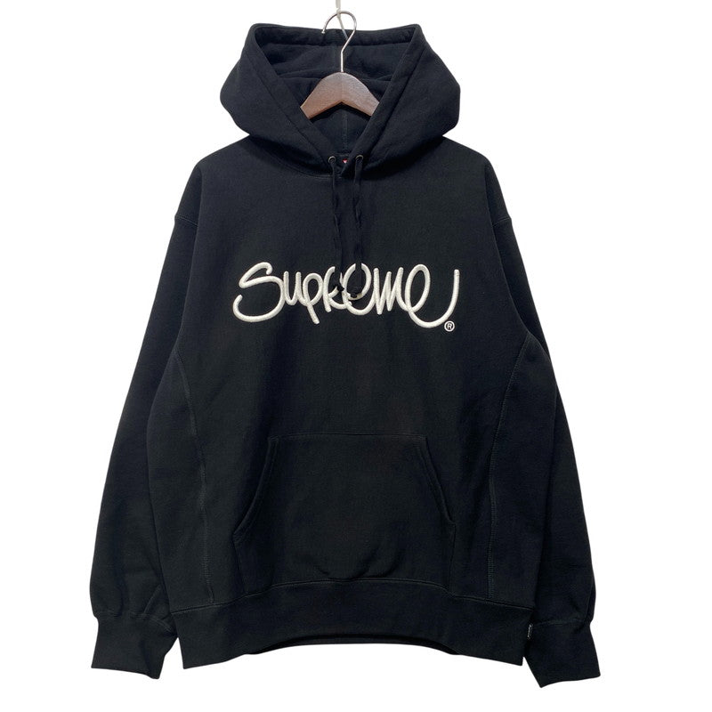 【中古美品】【メンズ】 Supreme シュプリーム RAISED HANDSTYLE HOODED SWEATSHIRT レイズハンドスタイル フーデッド スウェットシャツ パーカー 149-260719-as-01-izu サイズ：M カラー：ブラック 万代Net店