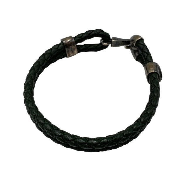 【中古品】【メンズ/レディース】 BOTTEGA VENETA ボッテガヴェネタ AG925 イントレチャート ブレスレット アクセサリー 182-260720-ya-13-izu カラー：グリーン系 万代Net店