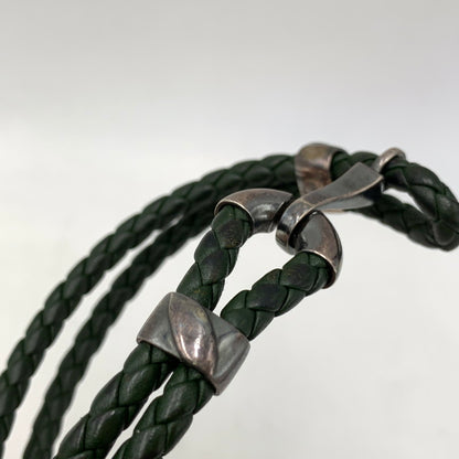 【中古品】【メンズ/レディース】 BOTTEGA VENETA ボッテガヴェネタ AG925 イントレチャート ブレスレット アクセサリー 182-260720-ya-13-izu カラー：グリーン系 万代Net店
