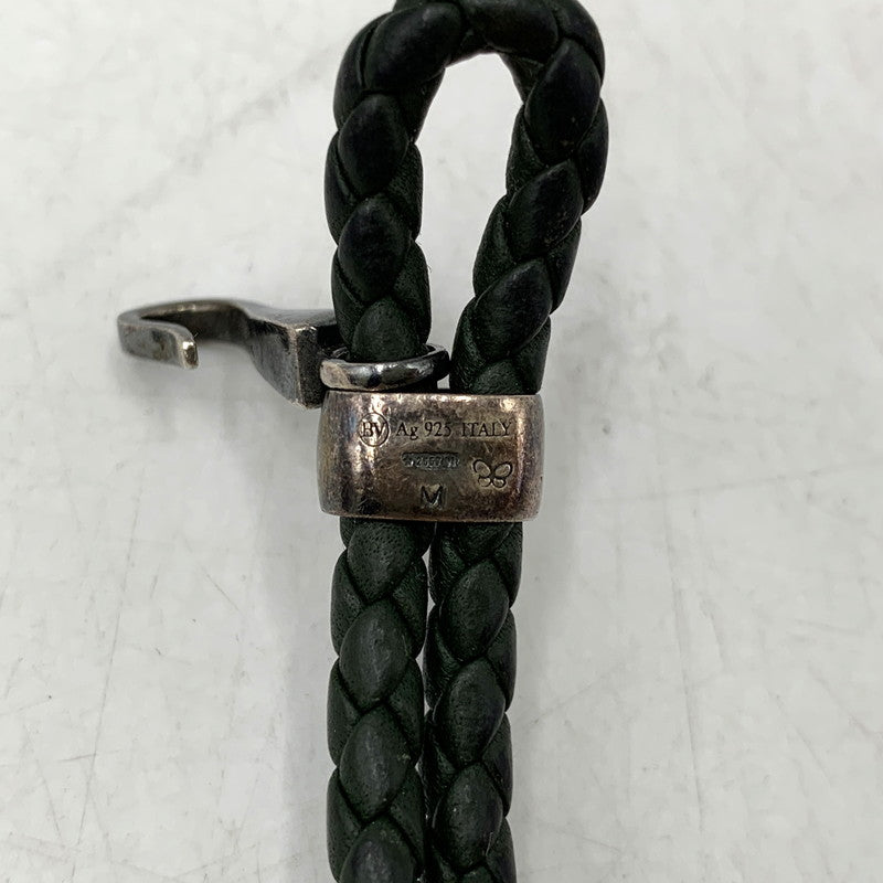【中古品】【メンズ/レディース】 BOTTEGA VENETA ボッテガヴェネタ AG925 イントレチャート ブレスレット アクセサリー 182-260720-ya-13-izu カラー：グリーン系 万代Net店