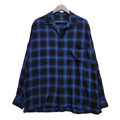 【中古品】【メンズ】 WILD LIFE TAILOR ADAM ET ROPE ワイルドライフテーラーアダムエロペ RAYON OMBRE CHECK OPEN COLLAR LS SHIRT GPG-53020-B レーヨン オンブレチェック オープンカラー 長袖シャツ 140-260723-as-18-izu サイズ：M カラー：ブルー×ブラック 万代Net店