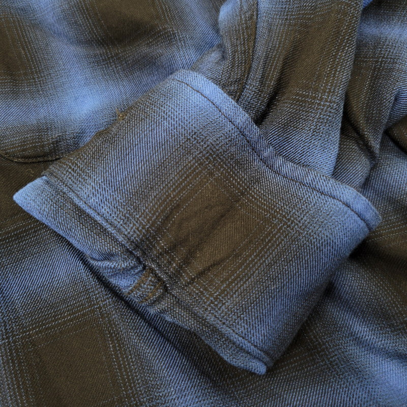 【中古品】【メンズ】 WILD LIFE TAILOR ADAM ET ROPE ワイルドライフテーラーアダムエロペ RAYON OMBRE CHECK OPEN COLLAR LS SHIRT GPG-53020-B レーヨン オンブレチェック オープンカラー 長袖シャツ 140-260723-as-18-izu サイズ：M カラー：ブルー×ブラック 万代Net店