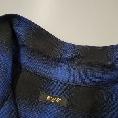 【中古品】【メンズ】 WILD LIFE TAILOR ADAM ET ROPE ワイルドライフテーラーアダムエロペ RAYON OMBRE CHECK OPEN COLLAR LS SHIRT GPG-53020-B レーヨン オンブレチェック オープンカラー 長袖シャツ 140-260723-as-18-izu サイズ：M カラー：ブルー×ブラック 万代Net店
