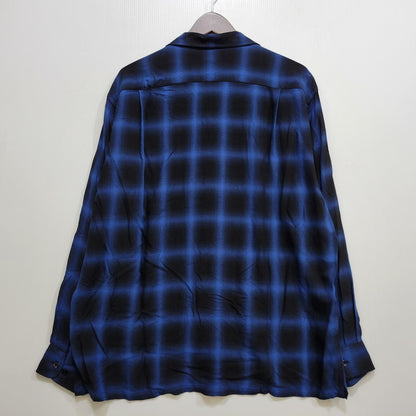 【中古品】【メンズ】 WILD LIFE TAILOR ADAM ET ROPE ワイルドライフテーラーアダムエロペ RAYON OMBRE CHECK OPEN COLLAR LS SHIRT GPG-53020-B レーヨン オンブレチェック オープンカラー 長袖シャツ 140-260723-as-18-izu サイズ：M カラー：ブルー×ブラック 万代Net店