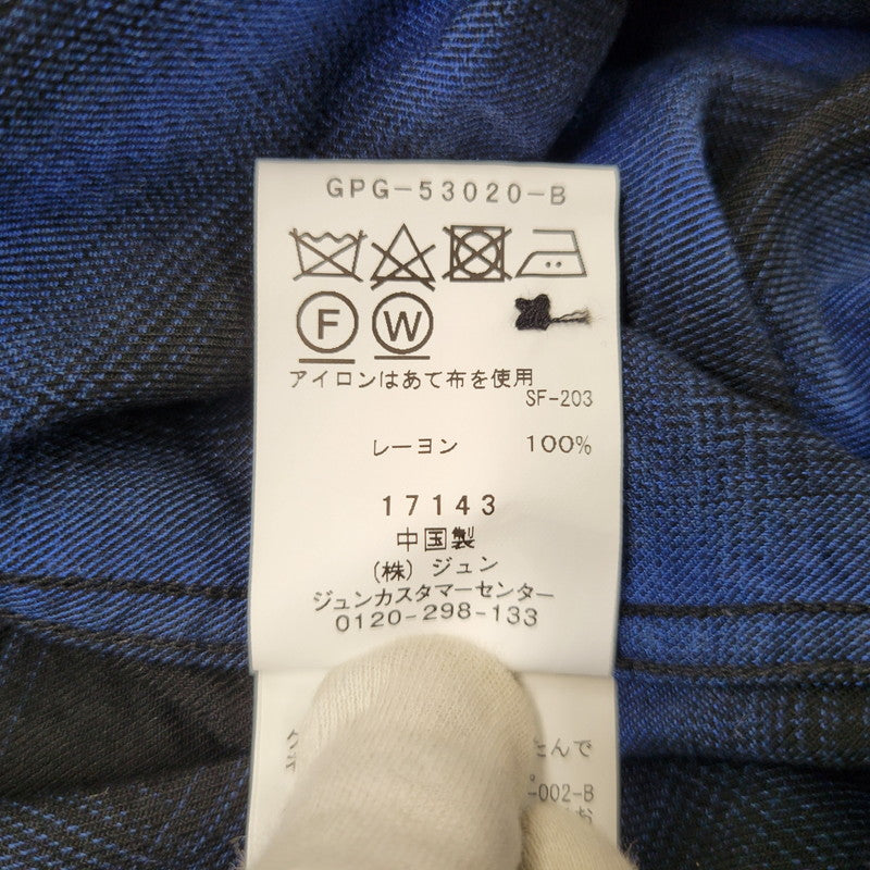【中古品】【メンズ】 WILD LIFE TAILOR ADAM ET ROPE ワイルドライフテーラーアダムエロペ RAYON OMBRE CHECK OPEN COLLAR LS SHIRT GPG-53020-B レーヨン オンブレチェック オープンカラー 長袖シャツ 140-260723-as-18-izu サイズ：M カラー：ブルー×ブラック 万代Net店