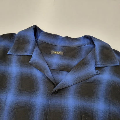 【中古品】【メンズ】 WILD LIFE TAILOR ADAM ET ROPE ワイルドライフテーラーアダムエロペ RAYON OMBRE CHECK OPEN COLLAR LS SHIRT GPG-53020-B レーヨン オンブレチェック オープンカラー 長袖シャツ 140-260723-as-18-izu サイズ：M カラー：ブルー×ブラック 万代Net店