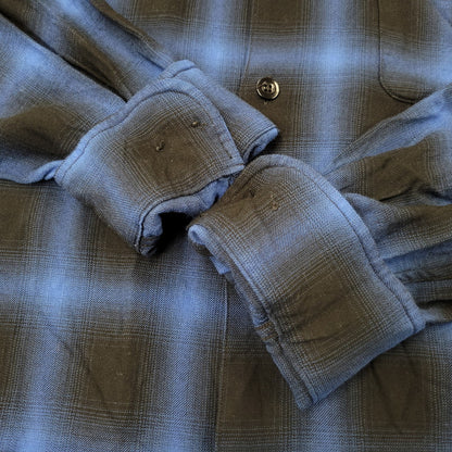 【中古品】【メンズ】 WILD LIFE TAILOR ADAM ET ROPE ワイルドライフテーラーアダムエロペ RAYON OMBRE CHECK OPEN COLLAR LS SHIRT GPG-53020-B レーヨン オンブレチェック オープンカラー 長袖シャツ 140-260723-as-18-izu サイズ：M カラー：ブルー×ブラック 万代Net店