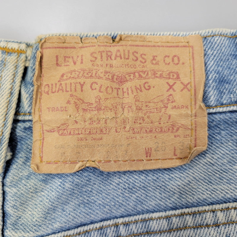 【現状渡し品】【メンズ】 Levi's リーバイス SMALL E 517 BOOTS CUT DENIM PANTS 517-0217 ブーツカット デニムパンツ ジーンズ 刻印650 USA製 均等V 157-260720-as-18-izu サイズ：28×34 カラー：ライトインディゴ 万代Net店
