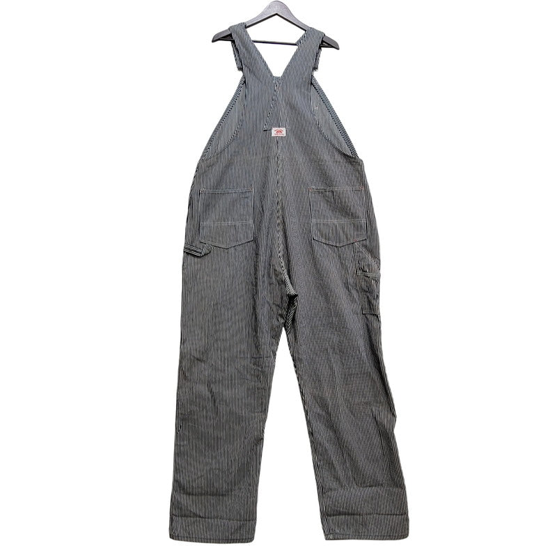 【中古品】【メンズ】 ROUND HOUSE ラウンドハウス HICKORY OVERALLS LOT45 ヒッコリー オーバーオール USA製 156-260720-as-30-izu サイズ：46×32 カラー：ネイビー×ホワイト 万代Net店