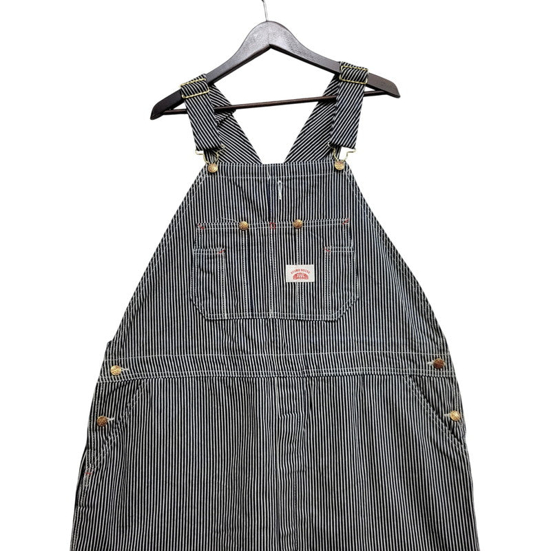 【中古品】【メンズ】 ROUND HOUSE ラウンドハウス HICKORY OVERALLS LOT45 ヒッコリー オーバーオール USA製 156-260720-as-30-izu サイズ：46×32 カラー：ネイビー×ホワイト 万代Net店
