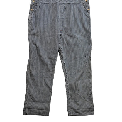 【中古品】【メンズ】 ROUND HOUSE ラウンドハウス HICKORY OVERALLS LOT45 ヒッコリー オーバーオール USA製 156-260720-as-30-izu サイズ：46×32 カラー：ネイビー×ホワイト 万代Net店