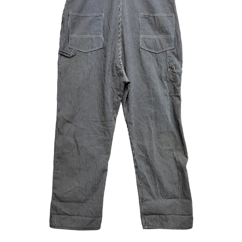 【中古品】【メンズ】 ROUND HOUSE ラウンドハウス HICKORY OVERALLS LOT45 ヒッコリー オーバーオール USA製 156-260720-as-30-izu サイズ：46×32 カラー：ネイビー×ホワイト 万代Net店