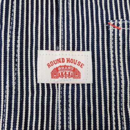 【中古品】【メンズ】 ROUND HOUSE ラウンドハウス HICKORY OVERALLS LOT45 ヒッコリー オーバーオール USA製 156-260720-as-30-izu サイズ：46×32 カラー：ネイビー×ホワイト 万代Net店