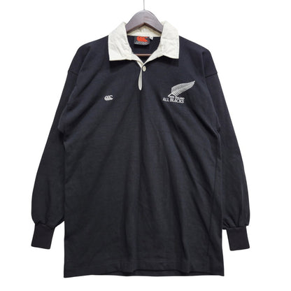 【中古品】【メンズ】 CANTERBURY カンタベリー ALLBLACKS LAGER SHIRT オールブラックス ラガーシャツ 長袖 オーストラリア製 146-260723-as-16-izu サイズ：M カラー：ブラック 万代Net店