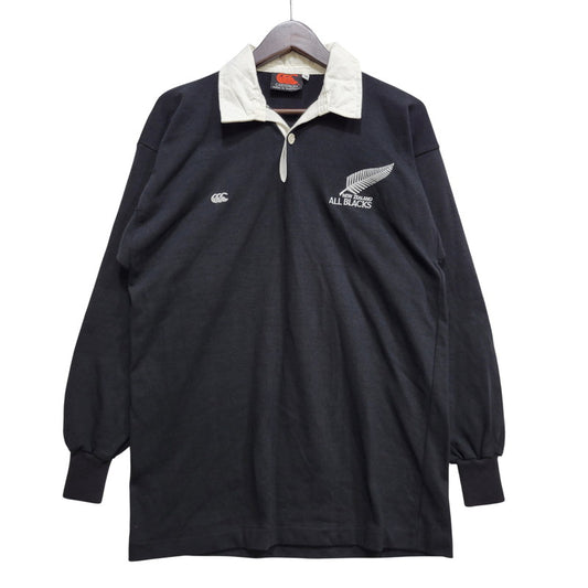 【中古品】【メンズ】 CANTERBURY カンタベリー ALLBLACKS LAGER SHIRT オールブラックス ラガーシャツ 長袖 オーストラリア製 146-260723-as-16-izu サイズ：M カラー：ブラック 万代Net店