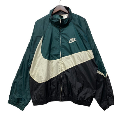 【中古品】【メンズ】 OLD NIKE オールド ナイキ 銀タグ 90S BIG SWOOSH ZIP NYLON JACKET ビッグ スウッシュ ジップ ナイロン ジャケット アウター 146-260721-cs-06-izu サイズ：L カラー：グリーン×ホワイト×ブラック 万代Net店