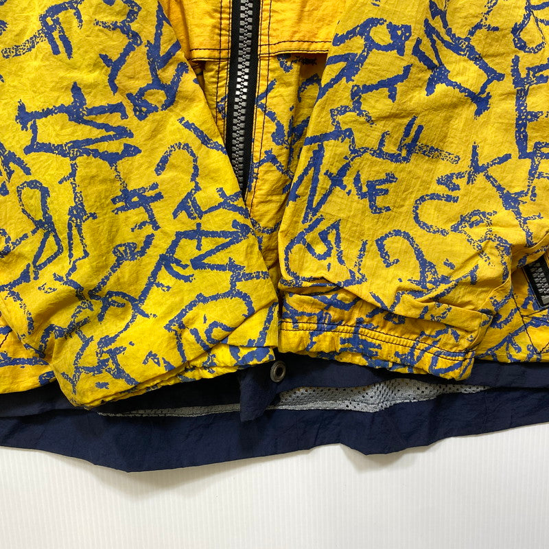 【中古品】【メンズ】 OLD NIKE オールド ナイキ 白タグ 90S 幾何学模様 ZIPUP NYLON JACKET ジップ アップ ナイロン ジャケット アウター 146-260721-cs-07-izu サイズ：XL カラー：イエロー×ブルー 万代Net店