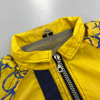 【中古品】【メンズ】 OLD NIKE オールド ナイキ 白タグ 90S 幾何学模様 ZIPUP NYLON JACKET ジップ アップ ナイロン ジャケット アウター 146-260721-cs-07-izu サイズ：XL カラー：イエロー×ブルー 万代Net店