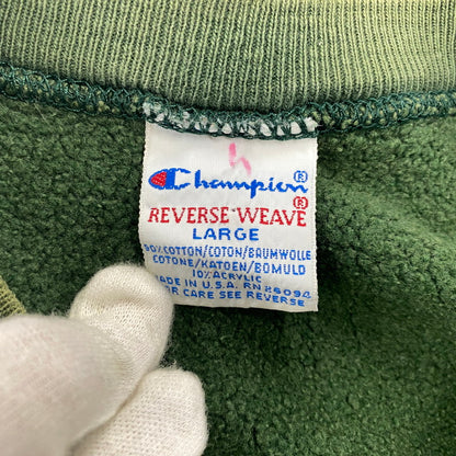 【現状渡し品】【メンズ】 CHAMPION チャンピオン 90S 刺繍タグ CALIFORNIA BERKELEY REVERSE WEAVE SWEATSHIRT リバース ウィーブ スウェットシャツ トップス 長袖 146-260721-cs-11-izu サイズ：L カラー：グリーン 万代Net店