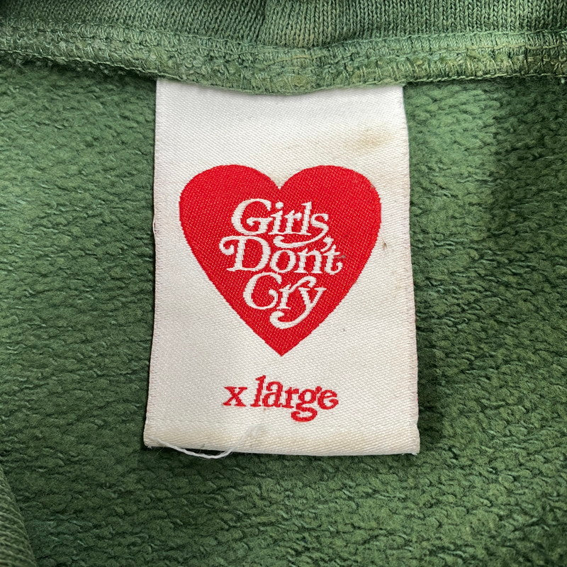【中古品】【メンズ】 GIRLS DON'T CRY ガールズドントクライ BACK LOGO HOODIE バック ロゴ フーディー トップス 長袖 142-260721-cs-12-izu サイズ：XL カラー：グリーン 万代Net店