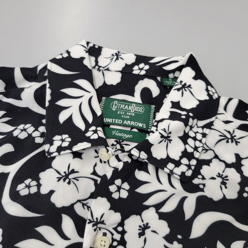【中古品】【メンズ】 GITMAN BROS. ギットマンブラザーズ 1116-343-0471 UNITED ARROWS 別注 USA製 RAYON SS ALOHA SHIRT ユナイテッドアローズ アロハ シャツ 141-260726-kh-06-izu サイズ：15 カラー：ブラック×ホワイト 万代Net店