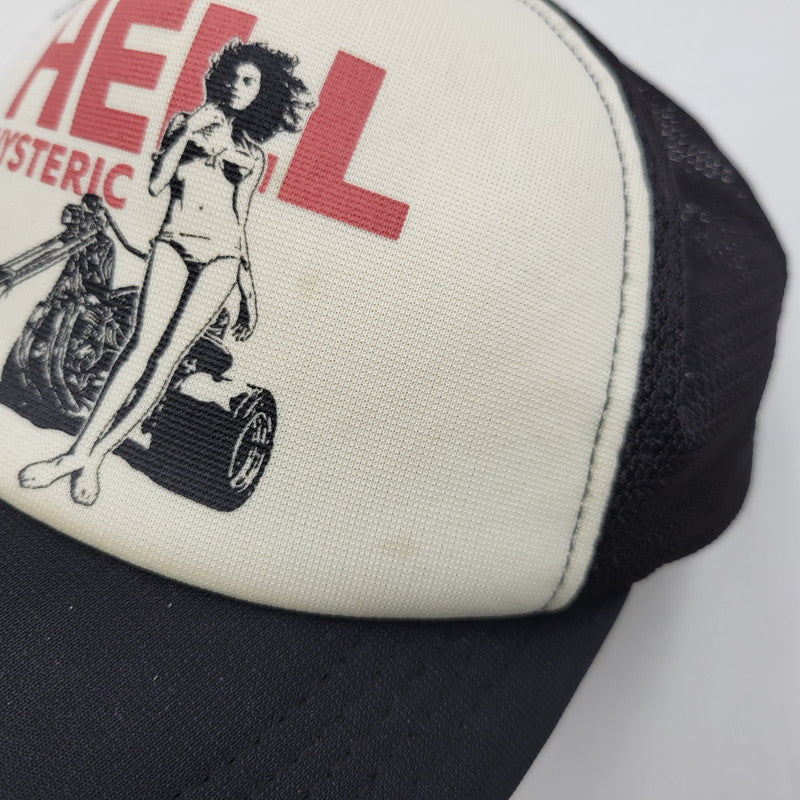 【中古品】【メンズ/レディース】 HYSTERIC GLAMOUR ヒステリックグラマー 02251QH03 HELL HYSTERIC MESH CAP ヘル ヒステリック メッシュ キャップ 帽子 185-260726-kh-11-izu サイズ：FREE カラー：ブラック×ホワイト 万代Net店