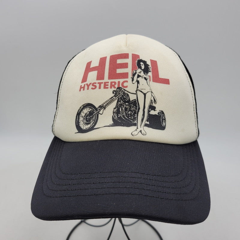 【中古品】【メンズ/レディース】 HYSTERIC GLAMOUR ヒステリックグラマー 02251QH03 HELL HYSTERIC MESH CAP ヘル ヒステリック メッシュ キャップ 帽子 185-260726-kh-11-izu サイズ：FREE カラー：ブラック×ホワイト 万代Net店