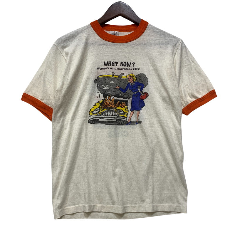 【中古品】【メンズ】 VINTAGE USA製 シングル GULF RINGER SS TEE ガルフ リンガー ショートスリーブ Tシャツ トップス 146-260725-kh-10-izu サイズ：M カラー：ホワイト×オレンジ 万代Net店