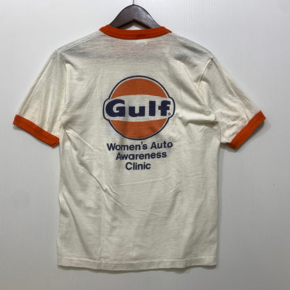 【中古品】【メンズ】 VINTAGE USA製 シングル GULF RINGER SS TEE ガルフ リンガー ショートスリーブ Tシャツ トップス 146-260725-kh-10-izu サイズ：M カラー：ホワイト×オレンジ 万代Net店
