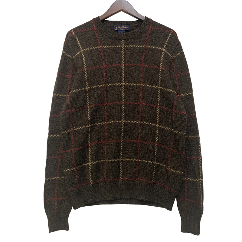 【中古品】【メンズ】 BROOKS BROTHERS ブルックス ブラザーズ 香港製 LAMBSWOOL CHECK KNIT SWEATER ラムズウール チェック ニット セーター トップス 146-260725-kh-13-izu サイズ：M カラー：ブラウン系 万代Net店