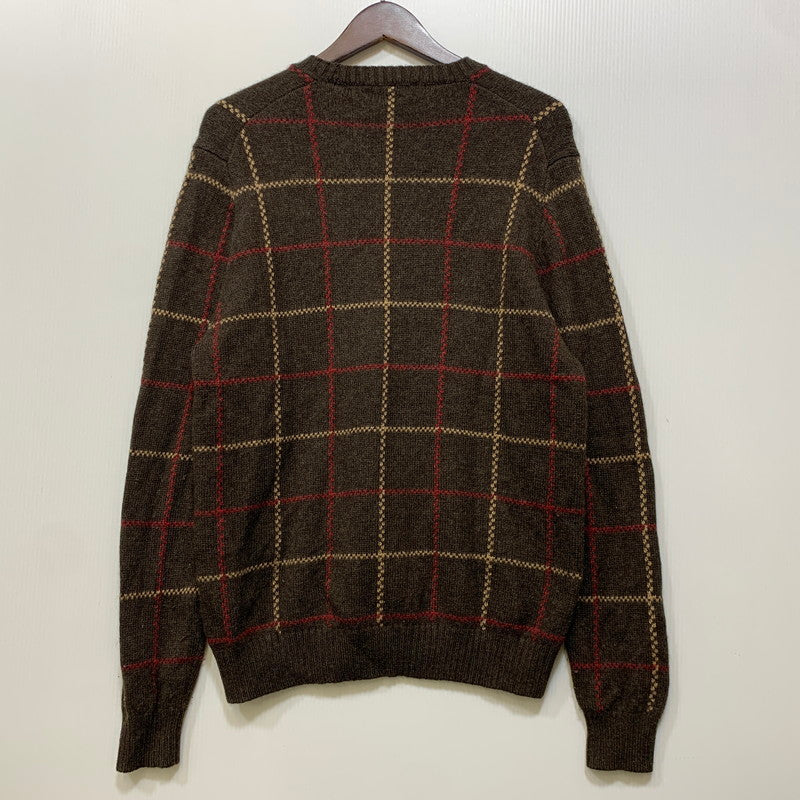 【中古品】【メンズ】 BROOKS BROTHERS ブルックス ブラザーズ 香港製 LAMBSWOOL CHECK KNIT SWEATER ラムズウール チェック ニット セーター トップス 146-260725-kh-13-izu サイズ：M カラー：ブラウン系 万代Net店