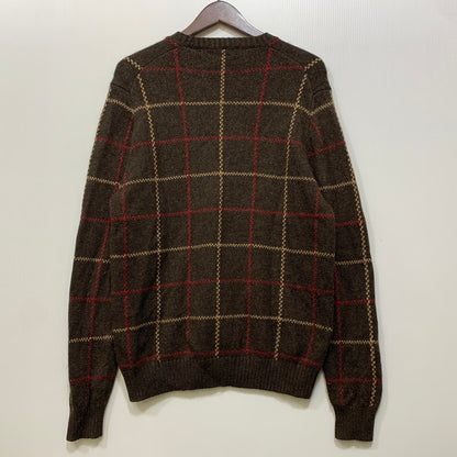 【中古品】【メンズ】 BROOKS BROTHERS ブルックス ブラザーズ 香港製 LAMBSWOOL CHECK KNIT SWEATER ラムズウール チェック ニット セーター トップス 146-260725-kh-13-izu サイズ：M カラー：ブラウン系 万代Net店