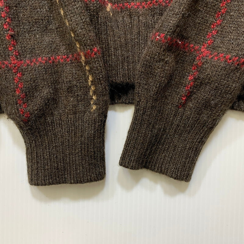 【中古品】【メンズ】 BROOKS BROTHERS ブルックス ブラザーズ 香港製 LAMBSWOOL CHECK KNIT SWEATER ラムズウール チェック ニット セーター トップス 146-260725-kh-13-izu サイズ：M カラー：ブラウン系 万代Net店