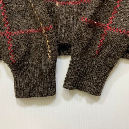 【中古品】【メンズ】 BROOKS BROTHERS ブルックス ブラザーズ 香港製 LAMBSWOOL CHECK KNIT SWEATER ラムズウール チェック ニット セーター トップス 146-260725-kh-13-izu サイズ：M カラー：ブラウン系 万代Net店