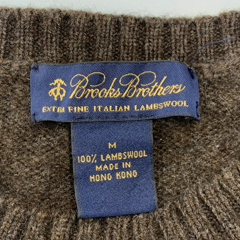 【中古品】【メンズ】 BROOKS BROTHERS ブルックス ブラザーズ 香港製 LAMBSWOOL CHECK KNIT SWEATER ラムズウール チェック ニット セーター トップス 146-260725-kh-13-izu サイズ：M カラー：ブラウン系 万代Net店
